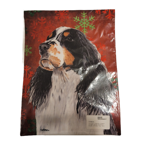 Springer Spaniel Dog Winter Snowflakes Small 10" X 15" Garden Flag - Picture 4 of 6